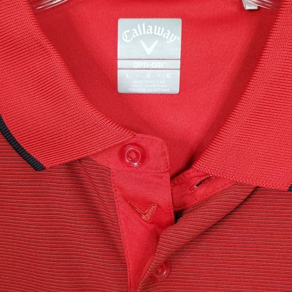 Callaway Size L Shirt Opti Dri Swing Tech Golf Polo Stretch Stripes Collar - Picture 7 of 8